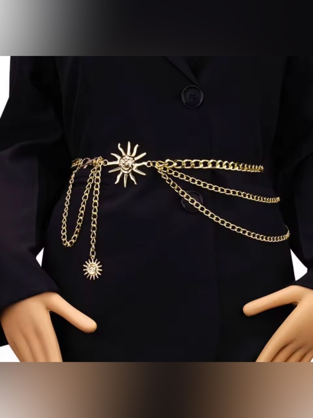 Sun Celestial Vintage Layered Chain Belt For Women 47”